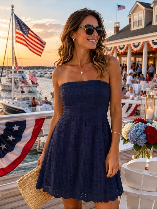 J. Crew Dresses & Skirts - J. Crew Navy Strapless Eyelet Sundress